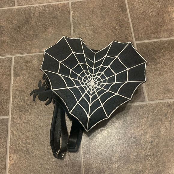 MAD Engine Handbags - Mad Engine Halloween SPIDERWEB HEART Backpack Bag /Spider Zip Pull
